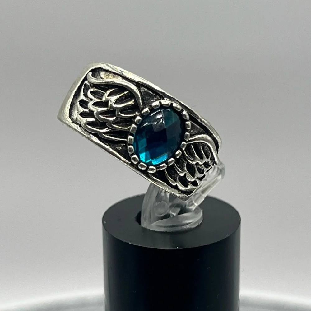 Brand New Silver Ring with Blue Gemstone